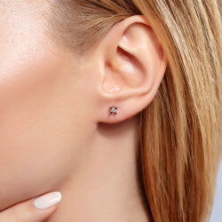 0,07 Karat Tektaş Pırlanta Küpe - 2