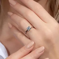 E Renk 0,70 Karat HRD Sertifikalı Tektaş Pırlanta Yüzük - 5