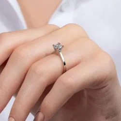 F Renk 0,70 Karat HRD Sertifikalı Tektaş Pırlanta Yüzük - 7