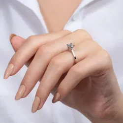 F Renk 0,70 Karat HRD Sertifikalı Tektaş Pırlanta Yüzük - 6