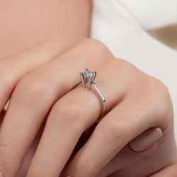 D Renk 0,40 Karat HRD Sertifikalı Tektaş Pırlanta Yüzük - 7