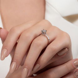 D Renk 0,40 Karat HRD Sertifikalı Tektaş Pırlanta Yüzük - 6