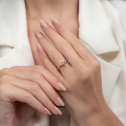 G Renk 0,40 Karat HRD Sertifikalı Tektaş Pırlanta Yüzük - 4