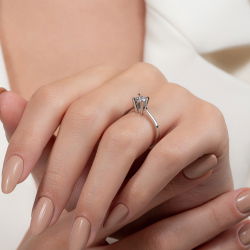 G Renk 0,40 Karat HRD Sertifikalı Tektaş Pırlanta Yüzük - 6