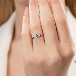 D Renk 0,50 Karat HRD Sertifikalı Tektaş Pırlanta Yüzük - 5