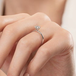 D Renk 0,50 Karat HRD Sertifikalı Tektaş Pırlanta Yüzük - 7