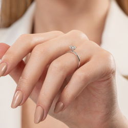 G Renk 0,50 Karat HRD Sertifikalı Tektaş Pırlanta Yüzük - 6