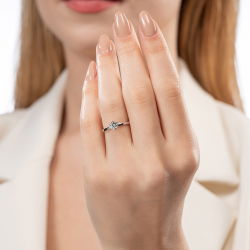 G Renk 0,50 Karat HRD Sertifikalı Tektaş Pırlanta Yüzük - 4