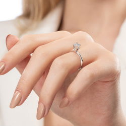 D Renk 0,50 Karat HRD Sertifikalı Tektaş Pırlanta Yüzük - PR01164-H37 - 6
