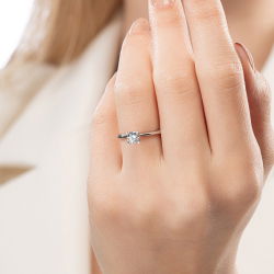 D Renk 0,50 Karat HRD Sertifikalı Tektaş Pırlanta Yüzük - 5