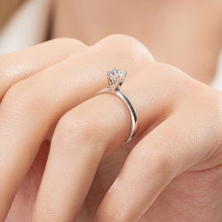 D Renk 0,50 Karat HRD Sertifikalı Tektaş Pırlanta Yüzük - 7