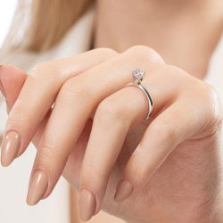 G Renk 0,50 Karat HRD Sertifikalı Tektaş Pırlanta Yüzük - 6