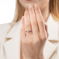 D Renk 0,50 Karat HRD Sertifikalı Tektaş Pırlanta Yüzük - 4