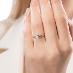 G Renk 0,50 Karat HRD Sertifikalı Tektaş Pırlanta Yüzük - 5