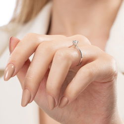 G Renk 0,40 Karat HRD Sertifikalı Tektaş Pırlanta Yüzük - 6