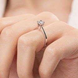 D Renk 0,30 Karat HRD Sertifikalı Tektaş Pırlanta Yüzük - 7