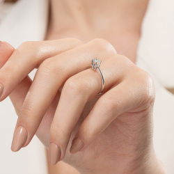 D Renk 0,30 Karat HRD Sertifikalı Tektaş Pırlanta Yüzük - 6