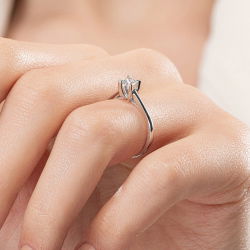 D Renk 0,30 Karat HRD Sertifikalı Tektaş Pırlanta Yüzük - 7