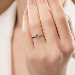 D Renk 0,30 Karat HRD Sertifikalı Tektaş Pırlanta Yüzük - 5