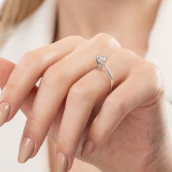 G Renk 0,50 Karat HRD Sertifikalı Tektaş Pırlanta Yüzük - 6