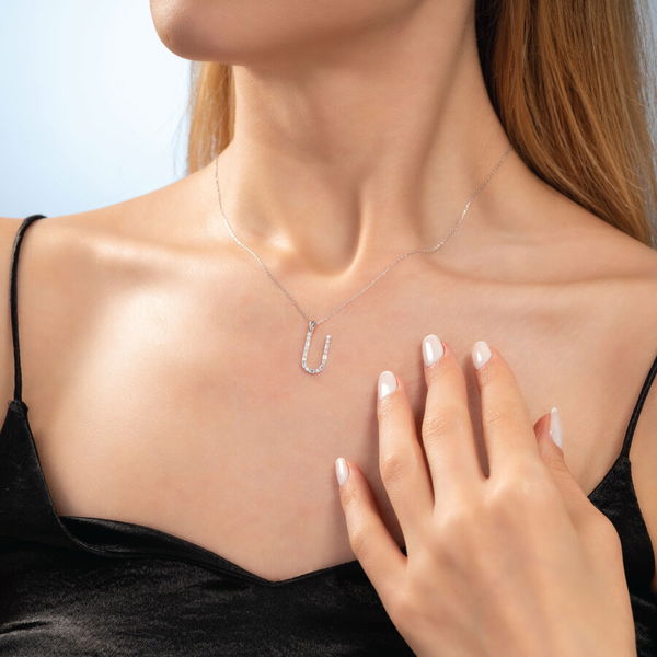 Ü Harf Pırlanta Kolye - Pare Pırlanta