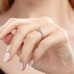 0,12 Karat Zincir Kollu Pırlanta Yüzük - 4